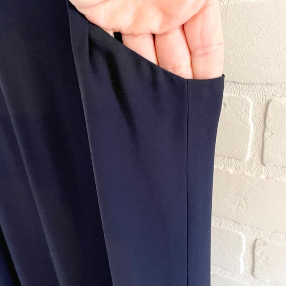 Aritzia Babaton Maxi dress Jeremy Navy blue Lined V neckline/back Minimalis L - Picture 5 of 10